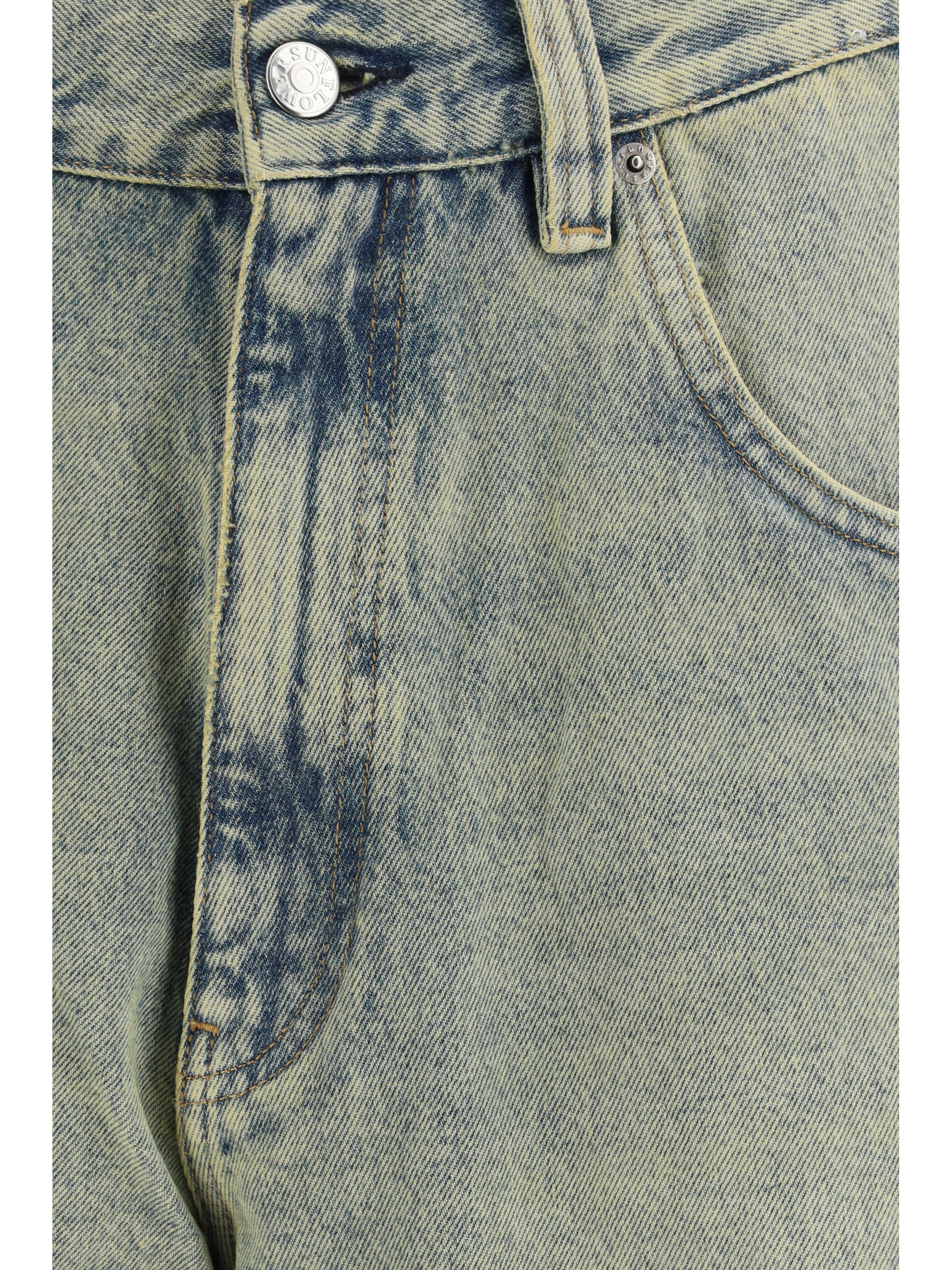 Super Wide Denim Bermuda Shorts