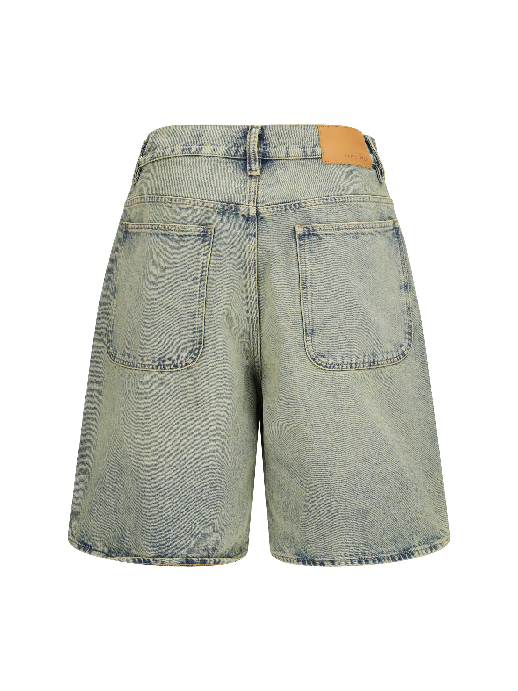 Super Wide Denim Bermuda Shorts