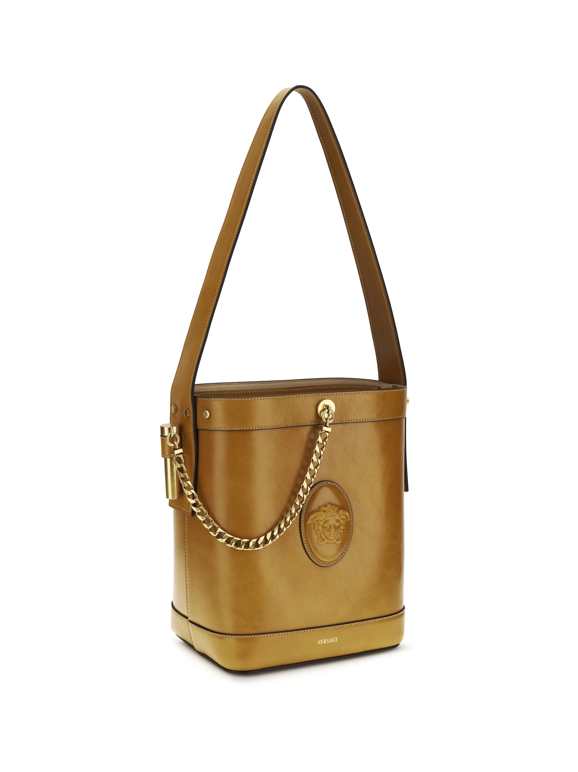 Small leather Pivot Bucket Bag
