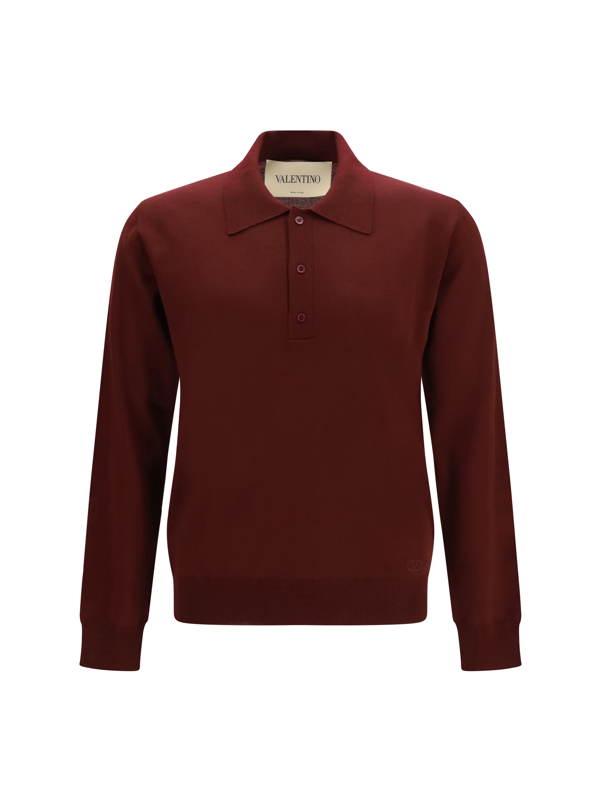 Long-sleeve wool Polo with VLogo