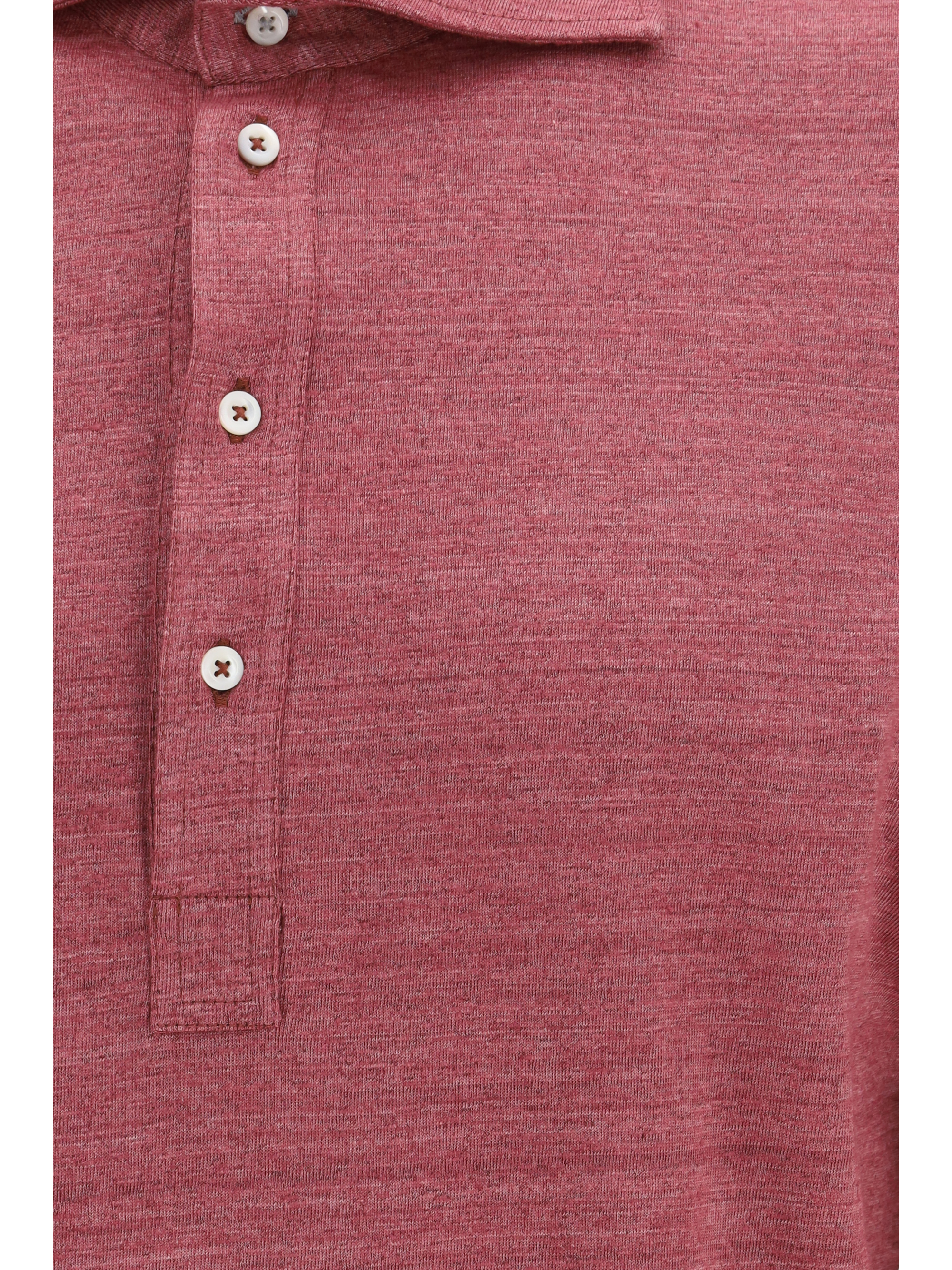 Long-sleeve Polo in mélange linen and cotton jersey