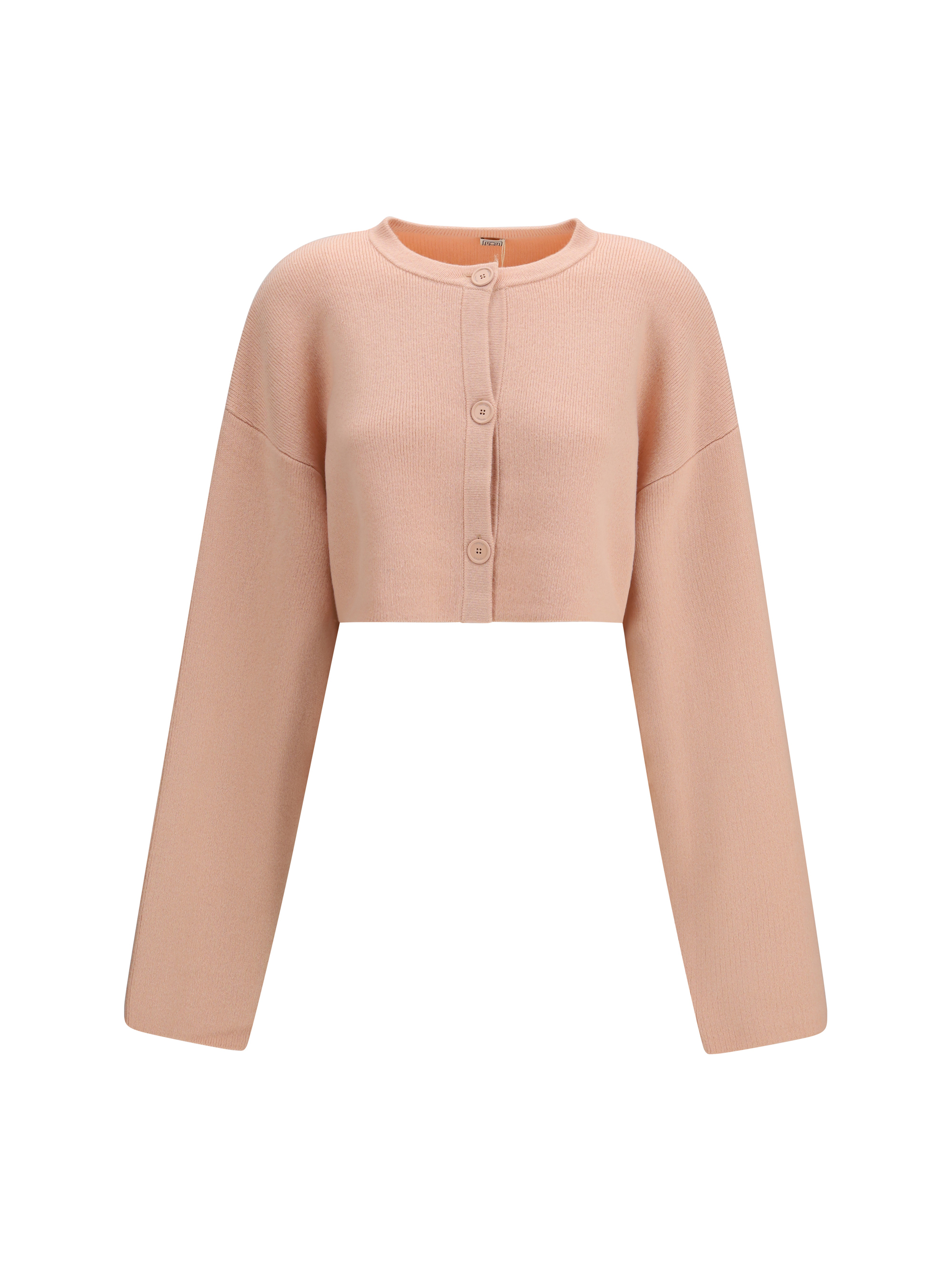 Cropped crewneck Cardigan with button fastening