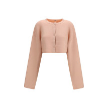Cropped crewneck Cardigan with button fastening