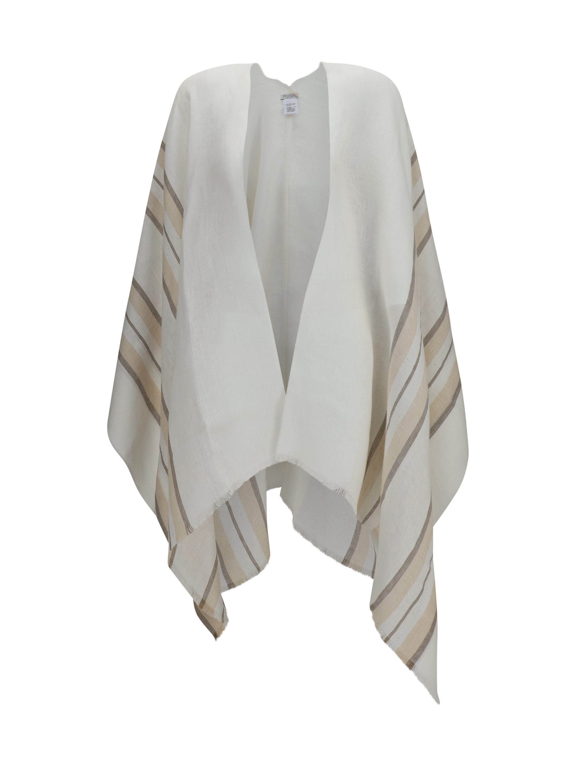 Open Poncho in linen, cashmere and silk blend