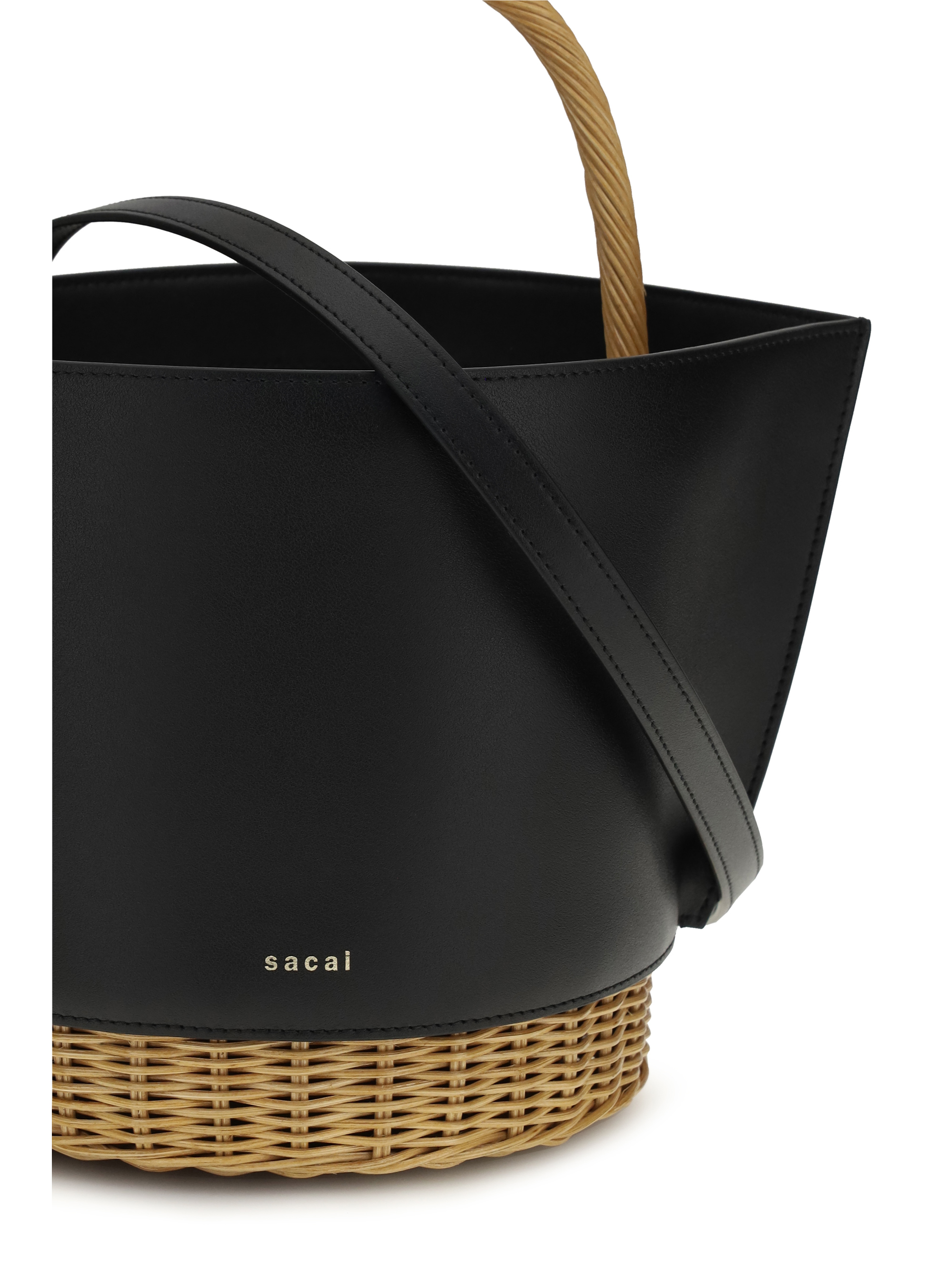 Leather and rattan Handbag