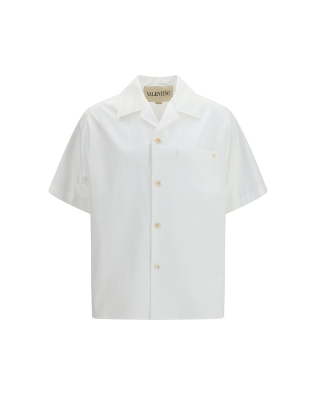 Cotton poplin bowling Shirt with VGold