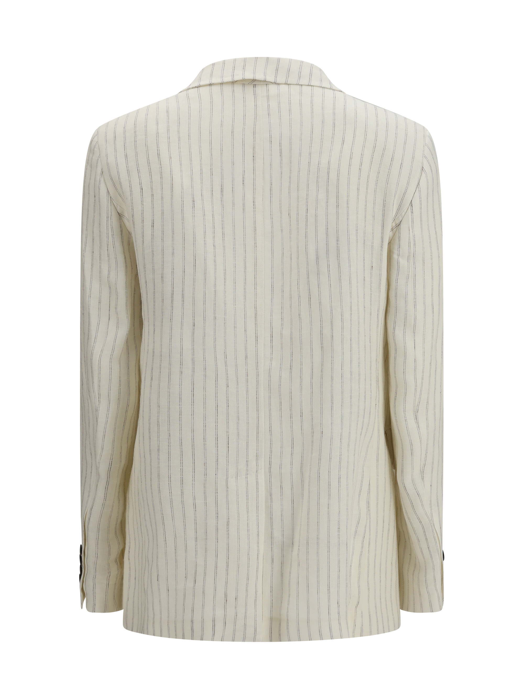 Single-Breasted pinstriped linen Blazer