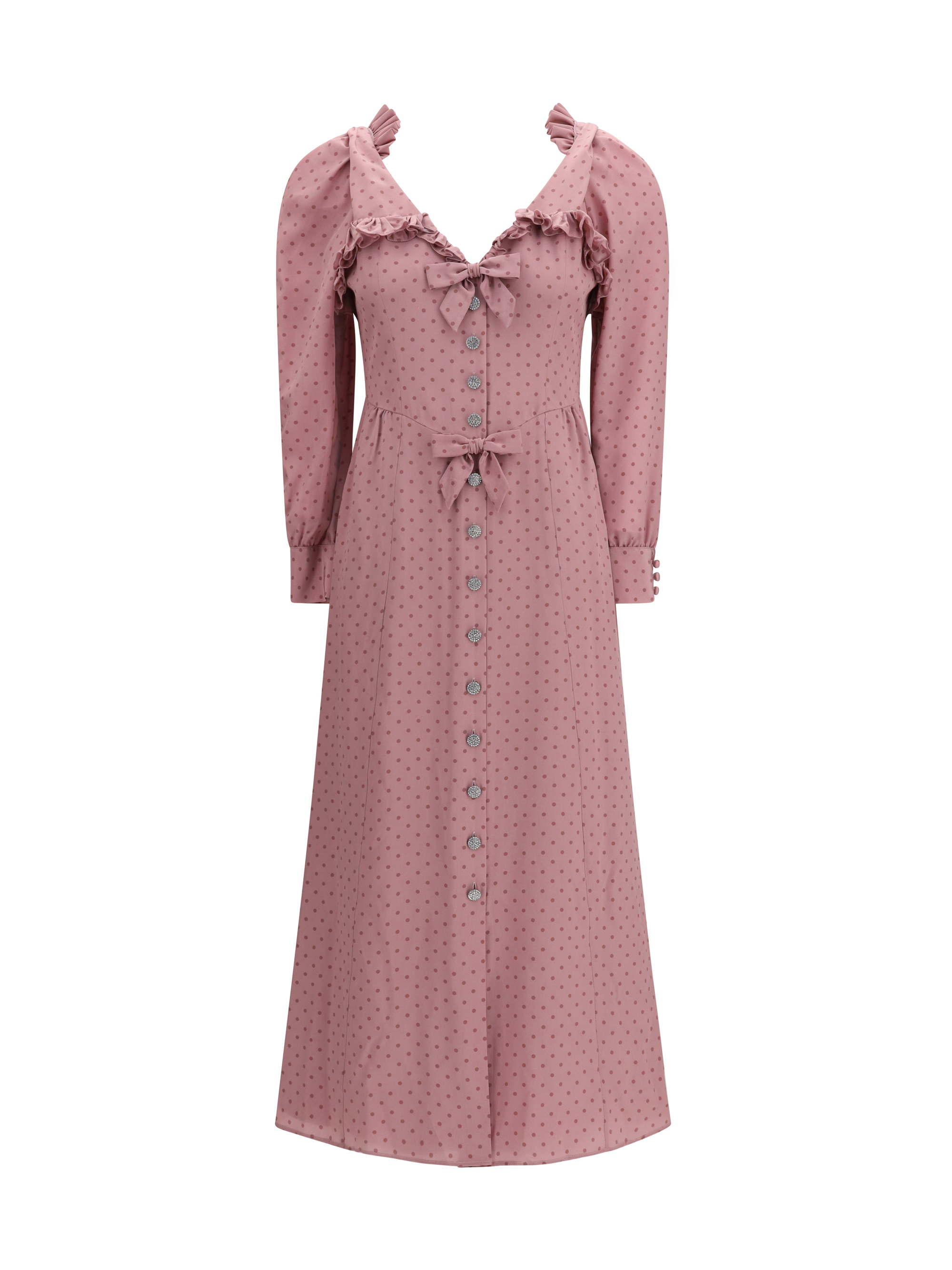 Polka Dot Midi Dress with Ruffles