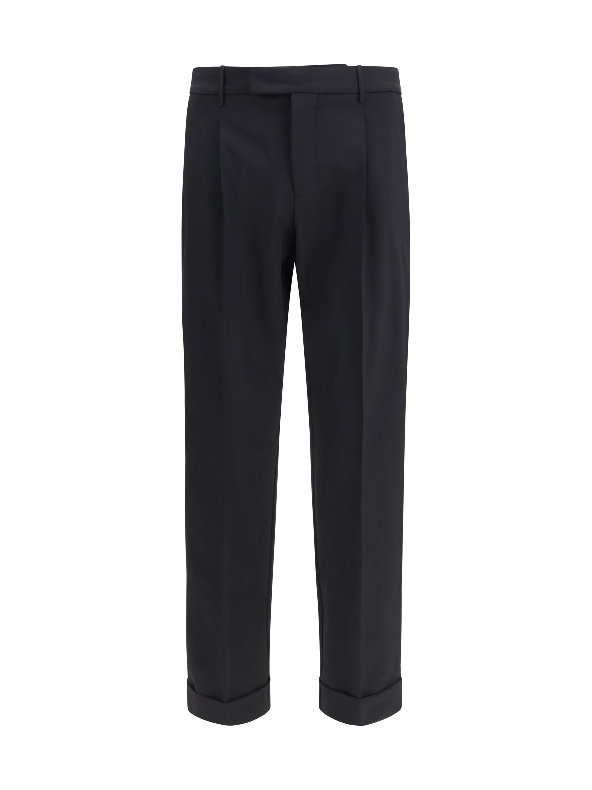Carrot fit single pleat Pants in virgin wool