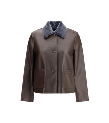 Leather Jacket with a shearling collar
