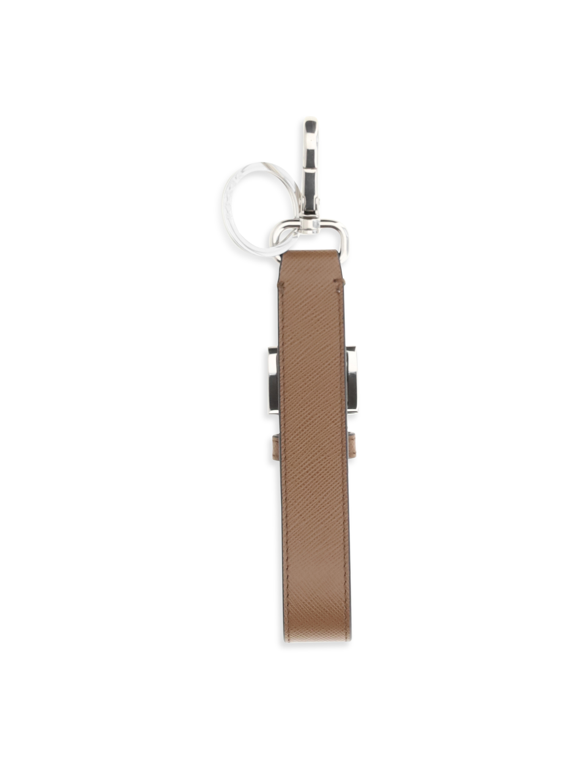 Keyring in saffiano leather with triangle logo