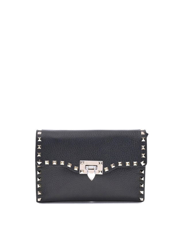 Rockstud mini Shoulder Bag in garnet calfskin