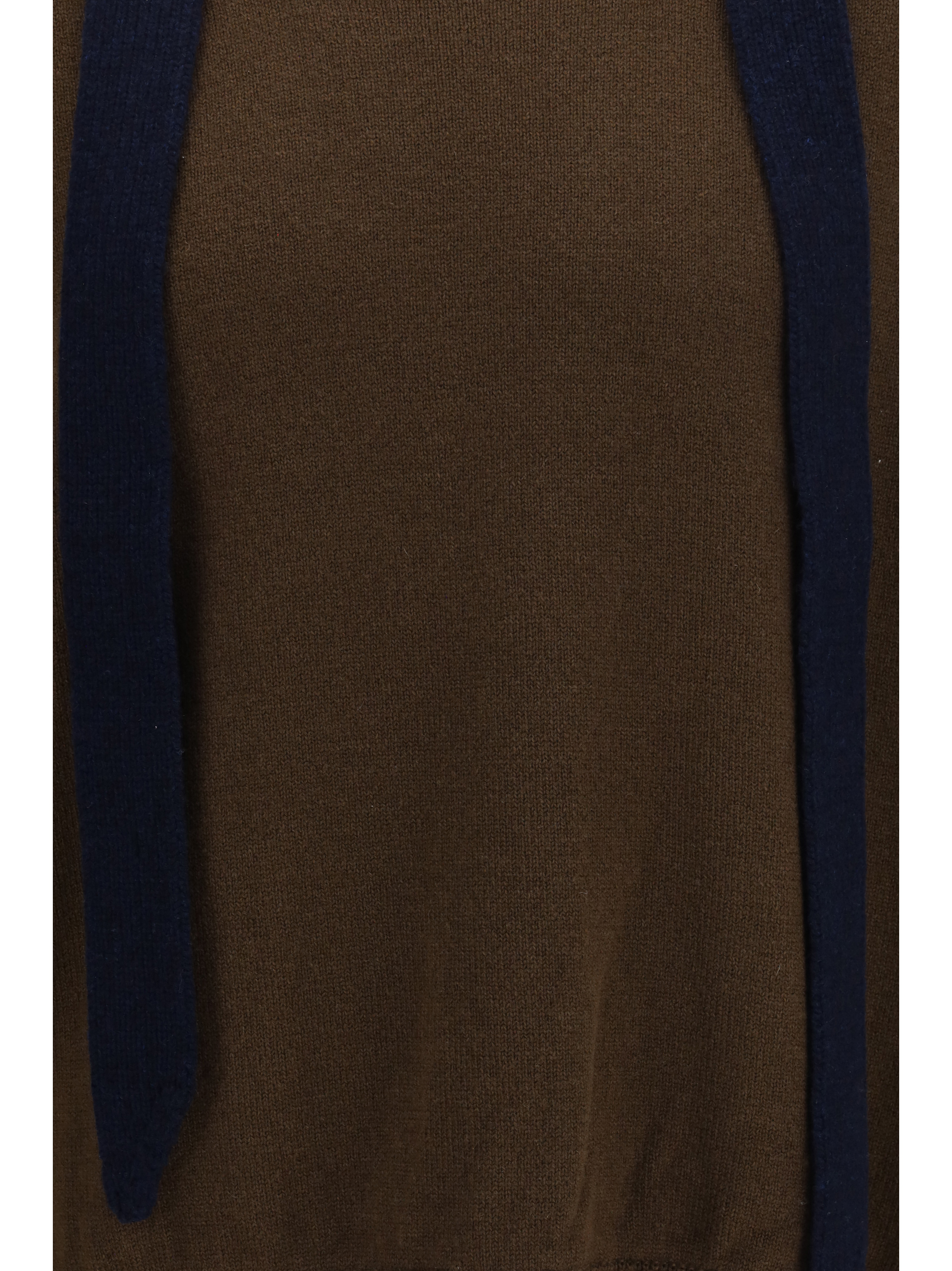 Wool knit Cardigan with integrated scarf