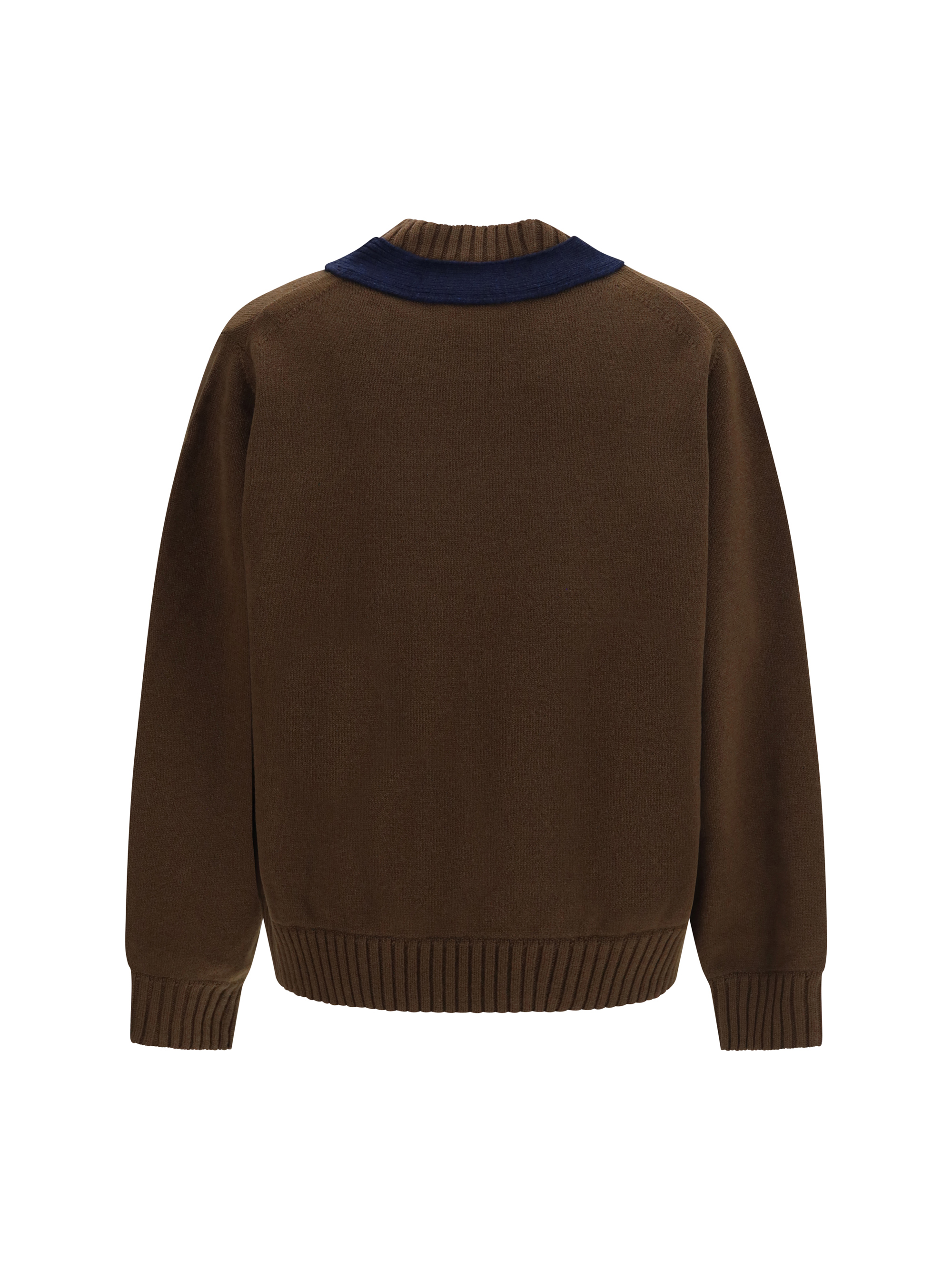 Wool knit Cardigan with integrated scarf