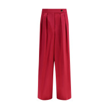 Wide pleated Pants in washed cotton and acetate
