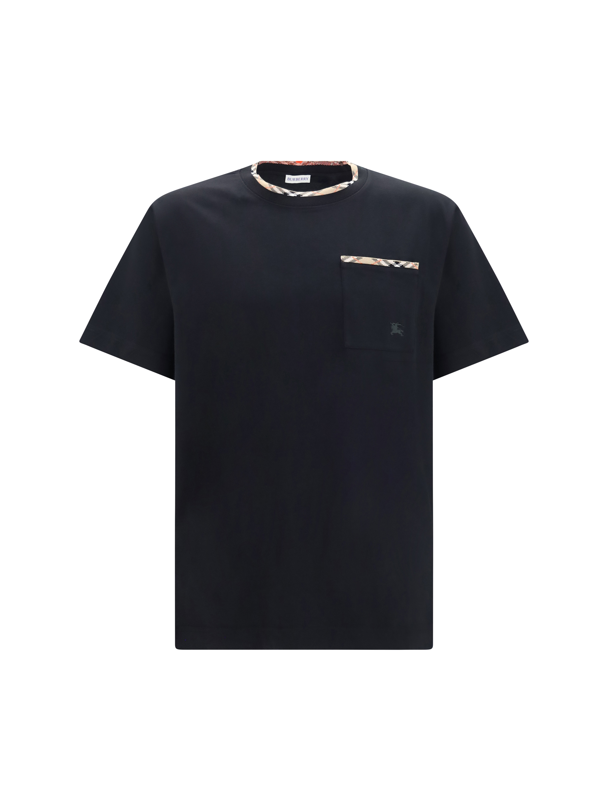 Cotton T-shirt with Check Trims