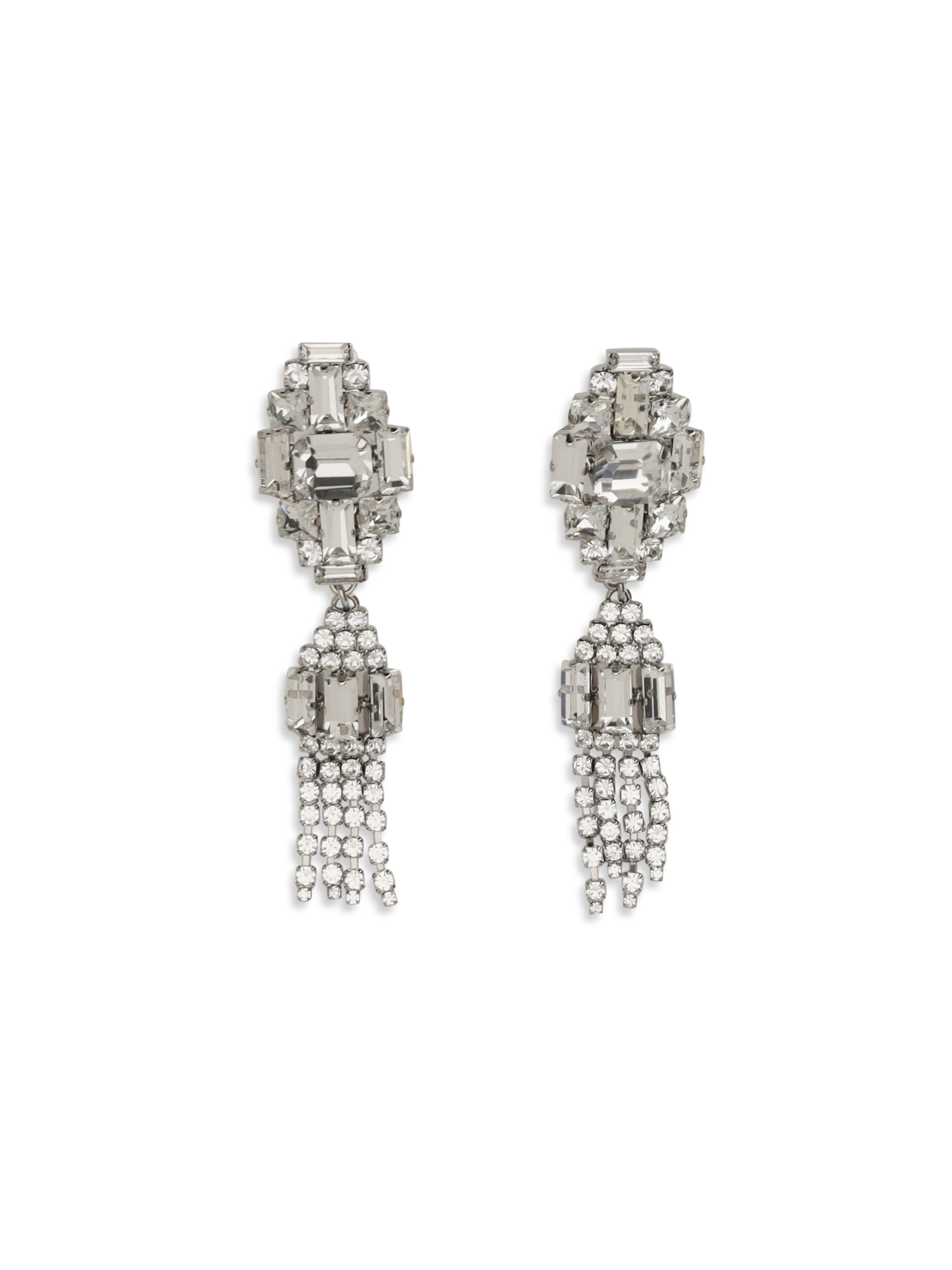 Silver-colored crystal drop Earrings