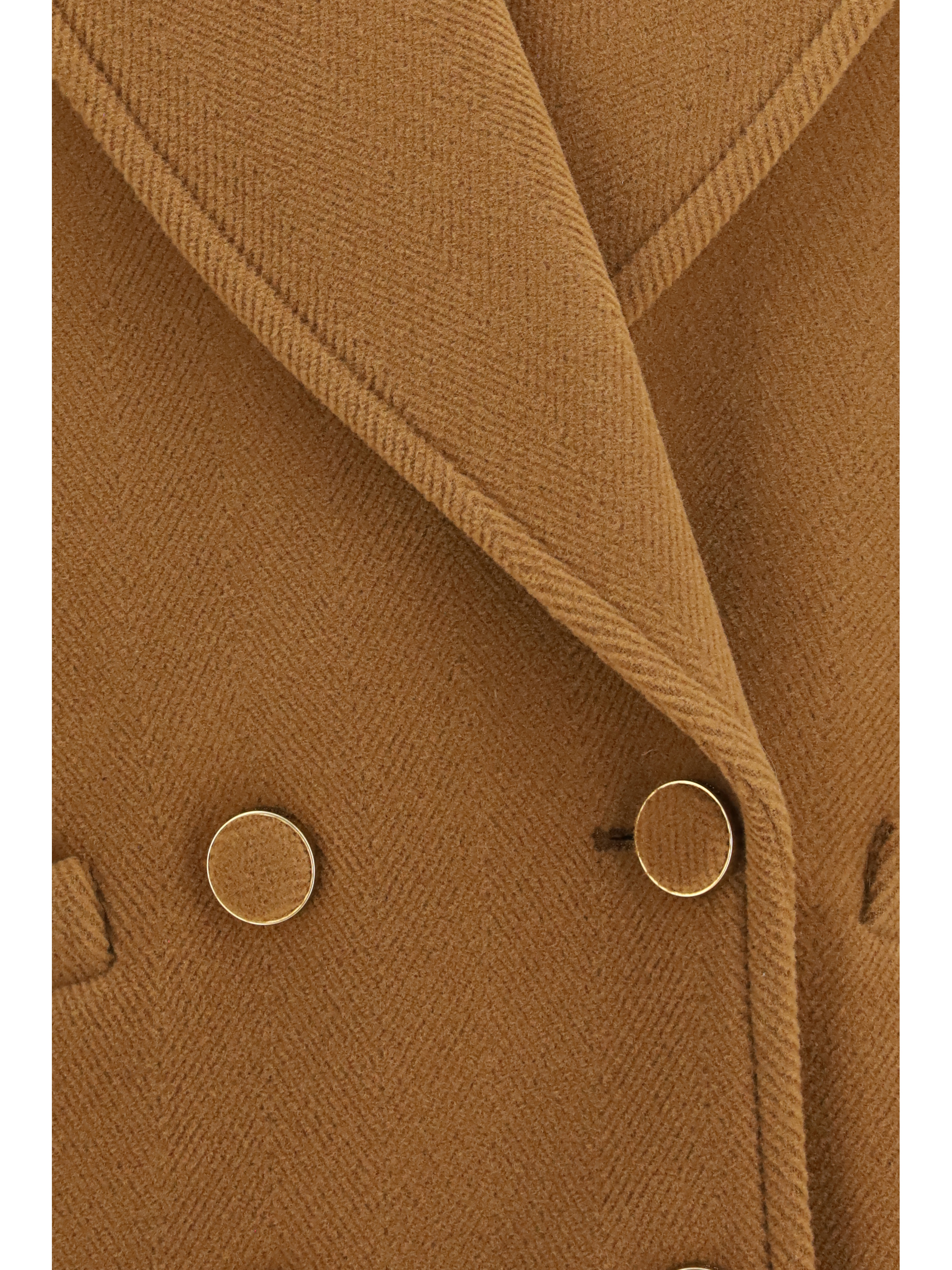 Double-breasted herringbone wool short Coat