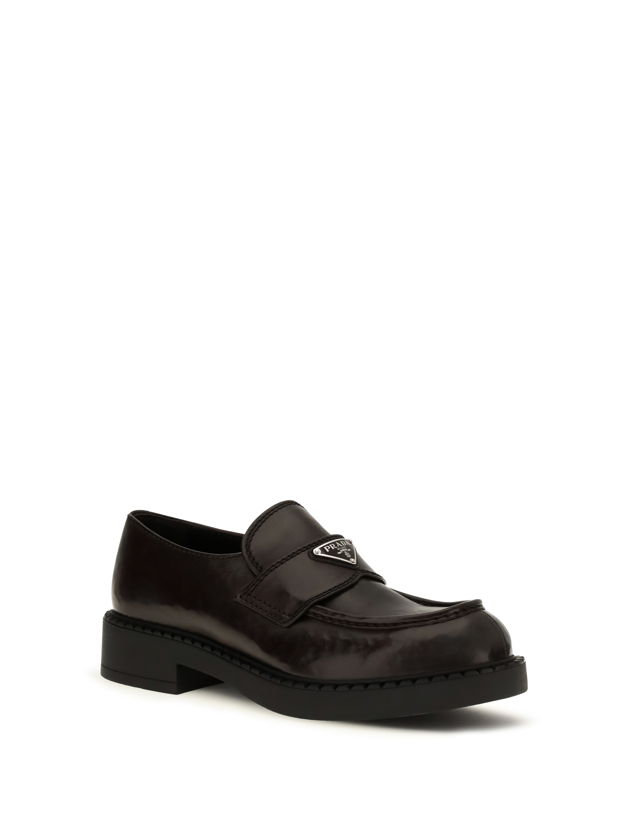Brushed leather Loafers with triangle logo