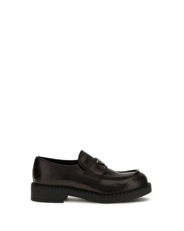Brushed leather Loafers with triangle logo