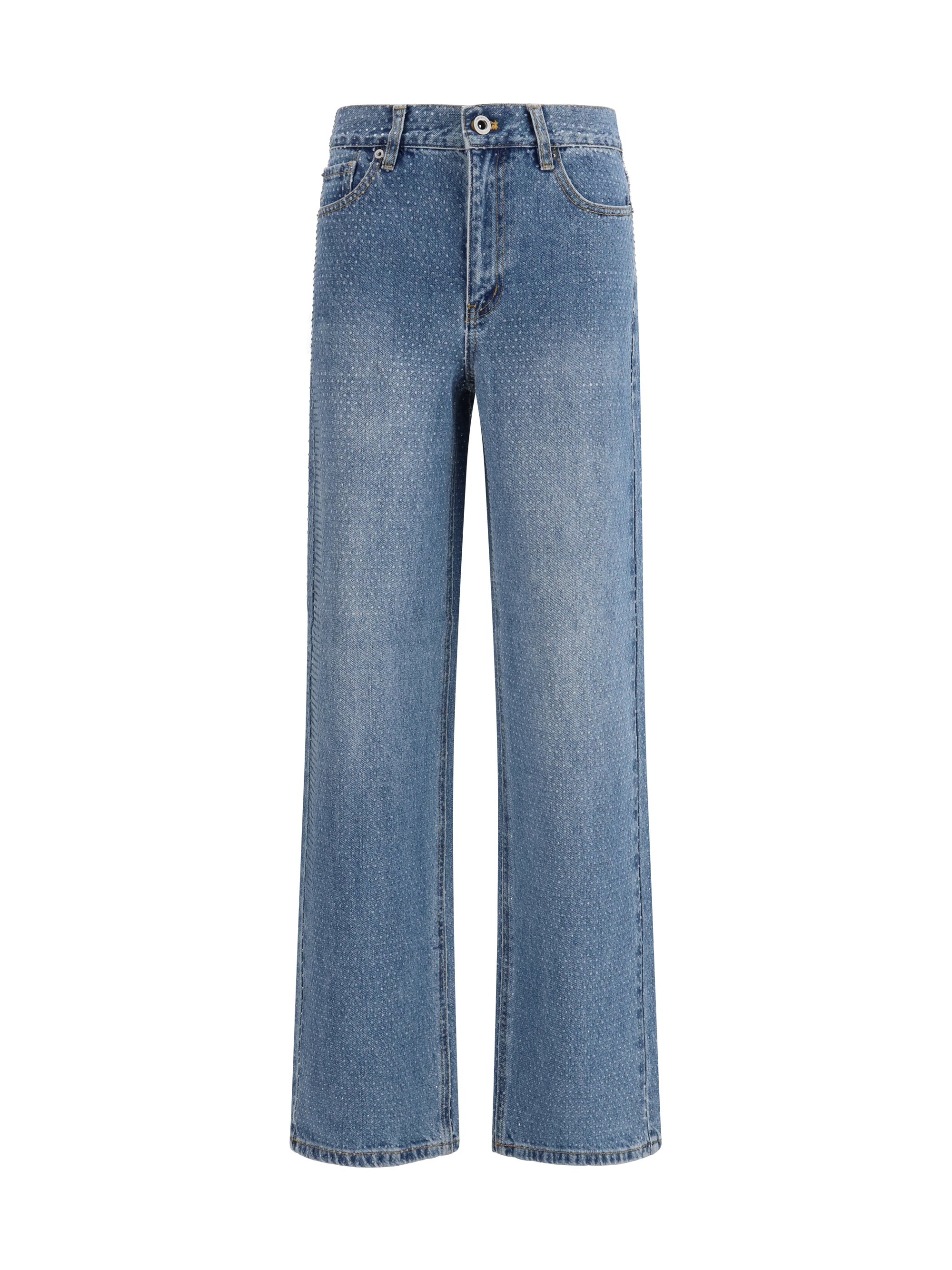 Straight-leg Jeans with all-over rhinestones