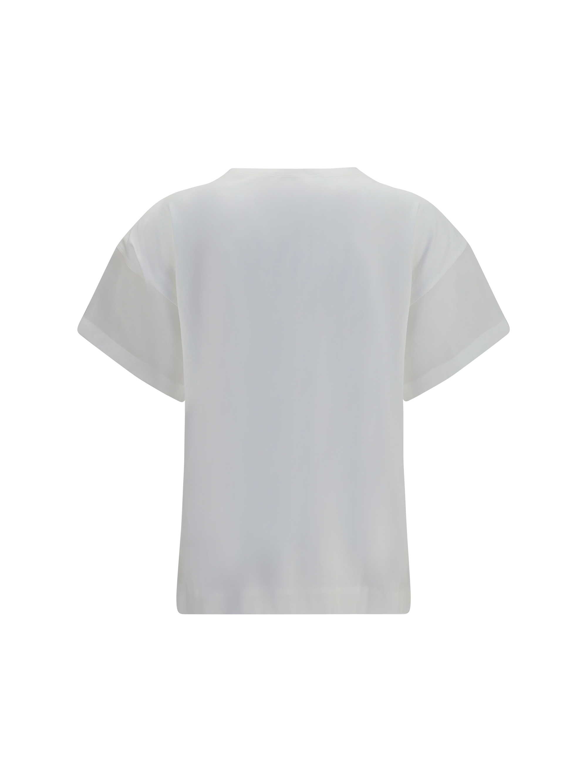 Cotton T-shirt with sheer sleeves and side panels