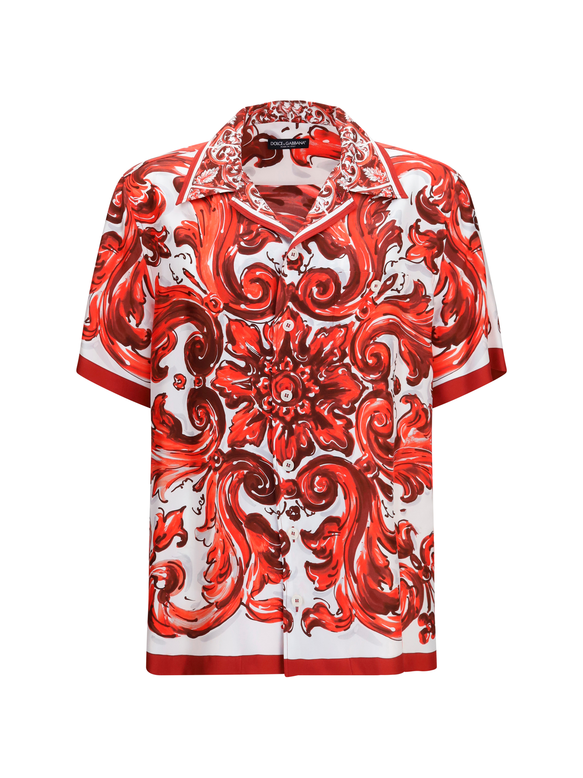Maiolica print Hawaii Shirt in silk twill