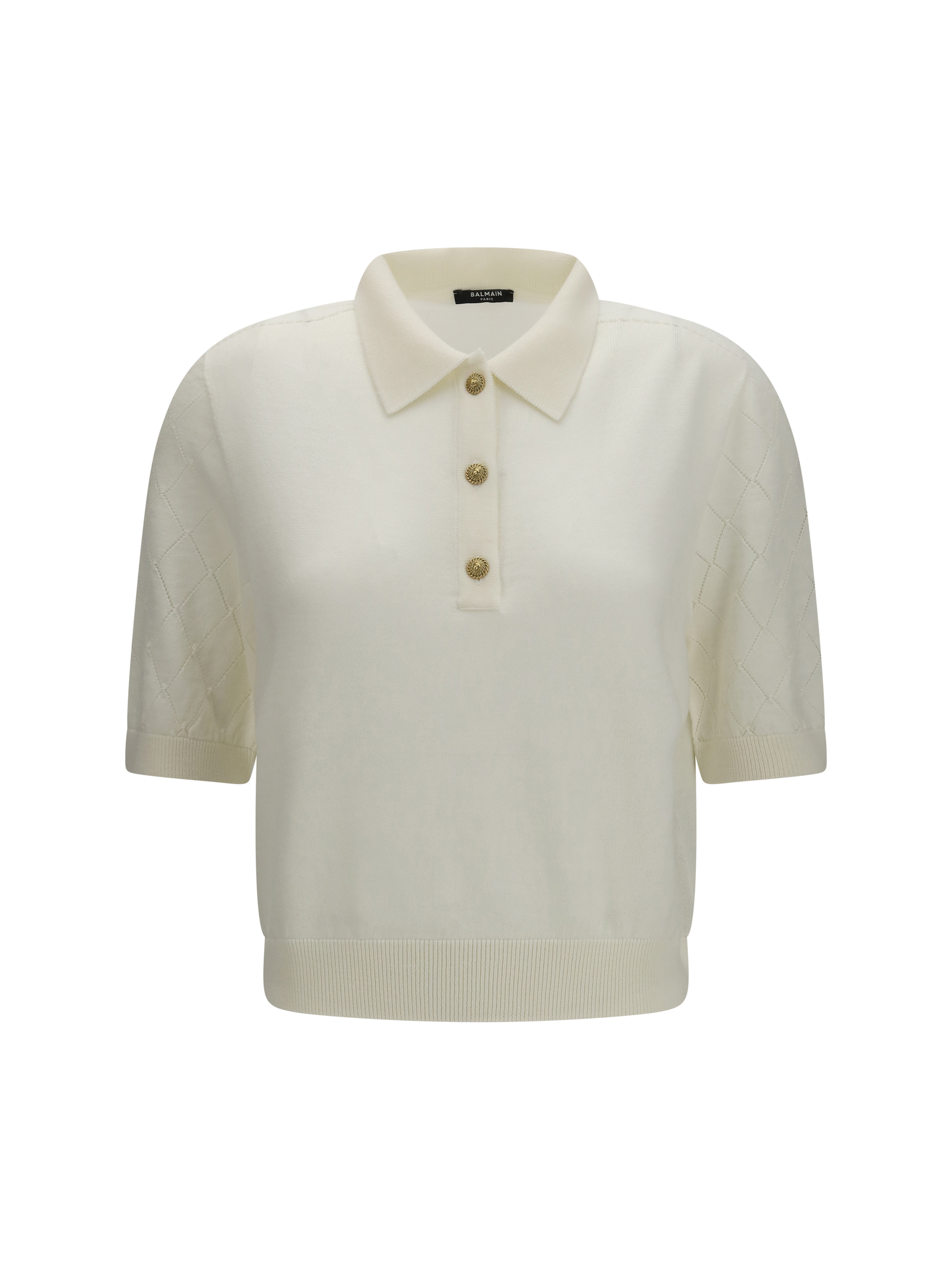 Wool Polo with vintage buttons
