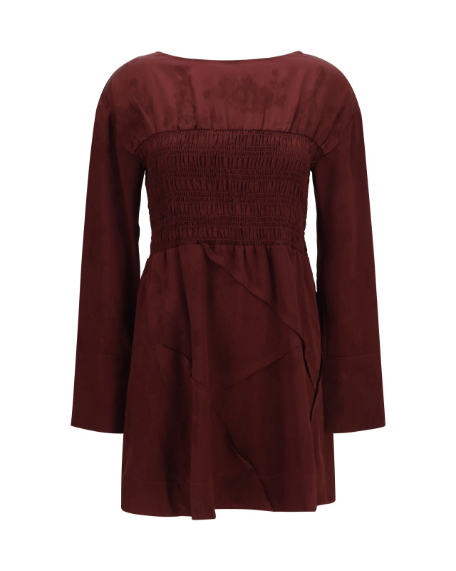 Long-sleeve satin Mini Dress
