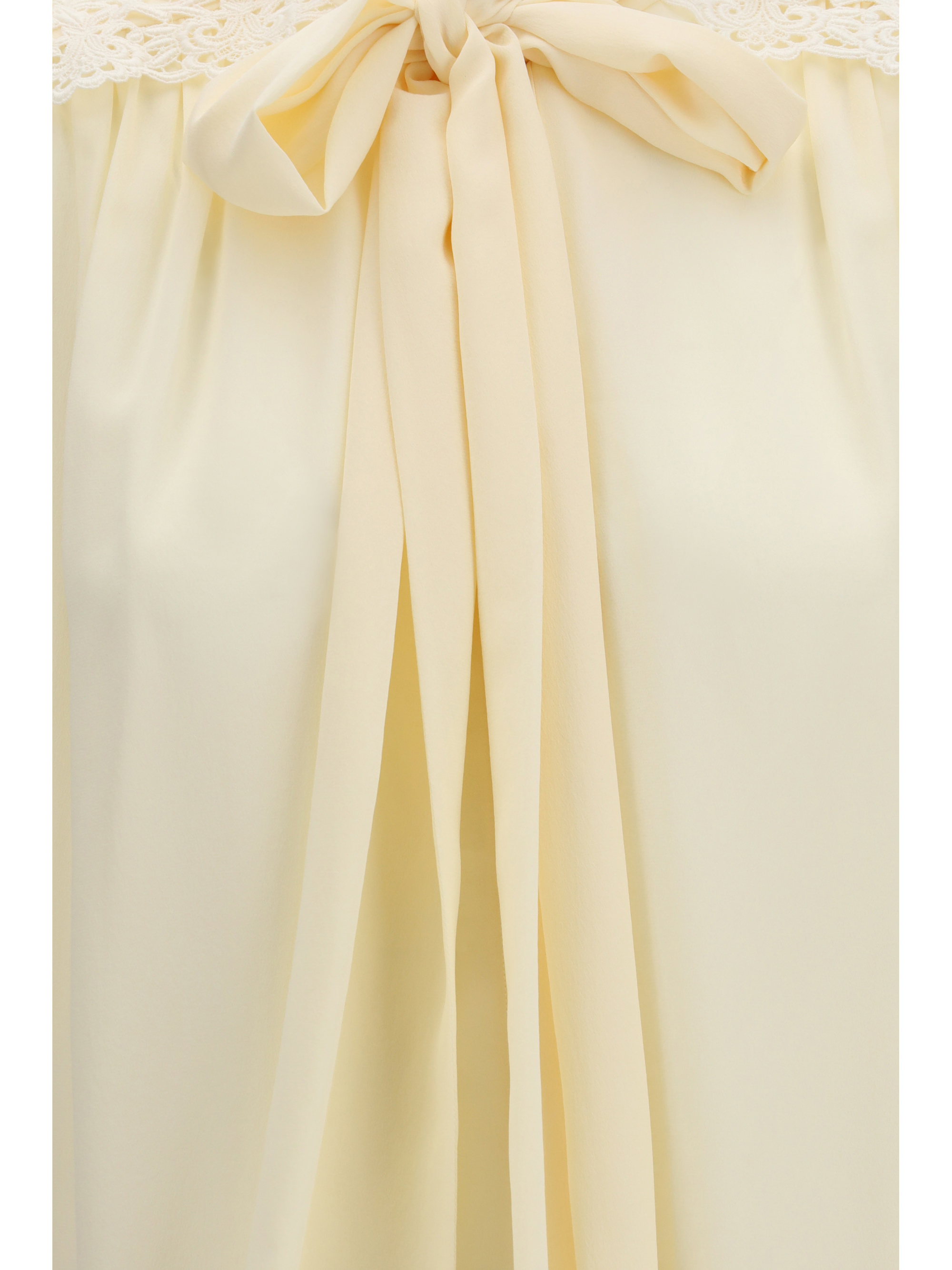 Bow Blouse with embroidered shoulders