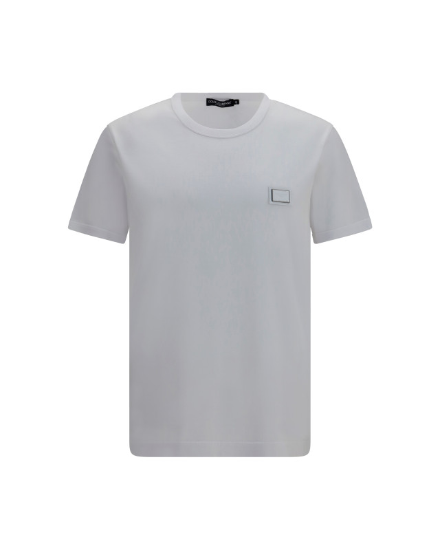 Cotton T-shirt with logo plaque