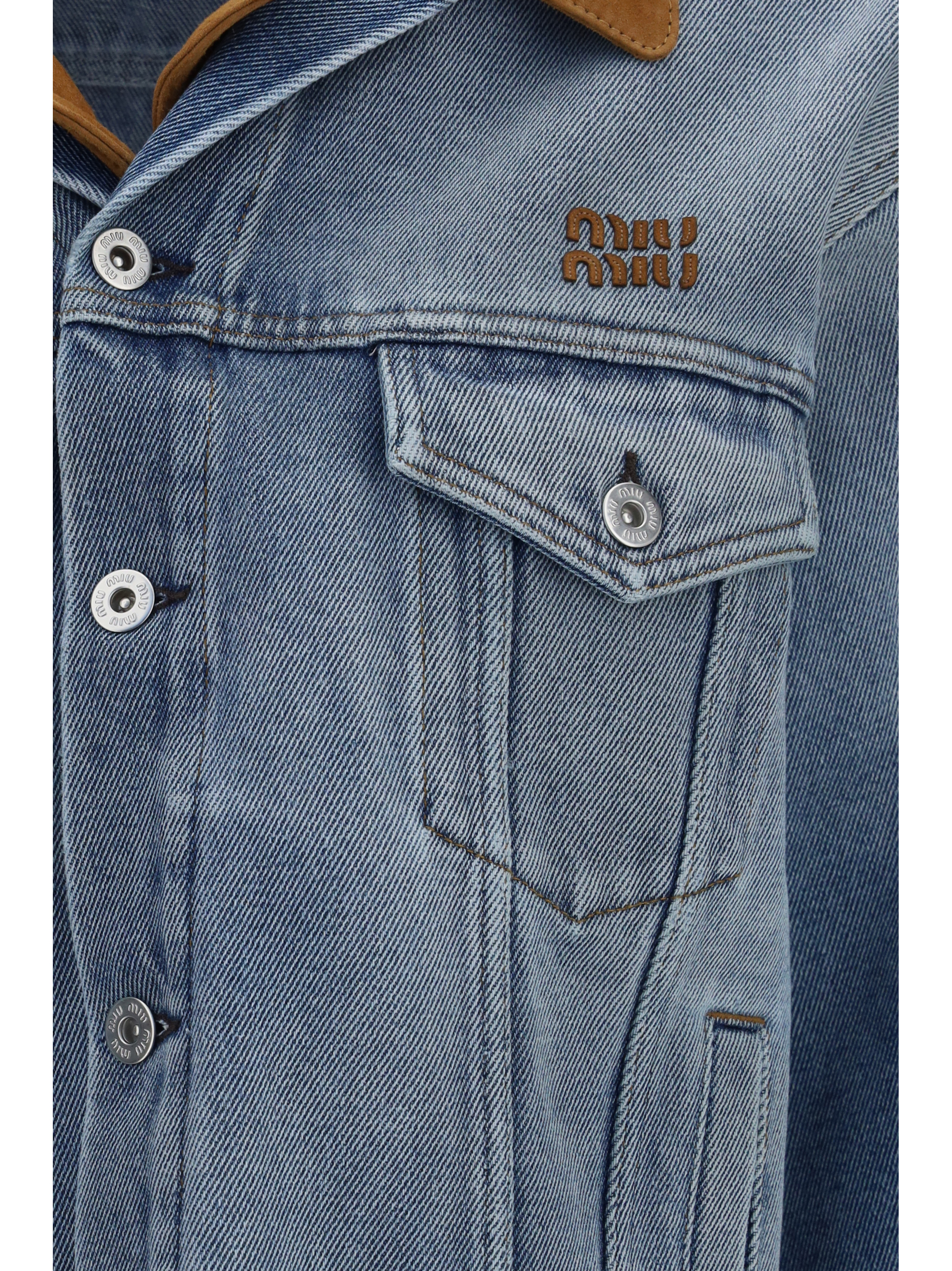 Washed denim and suede Jacket