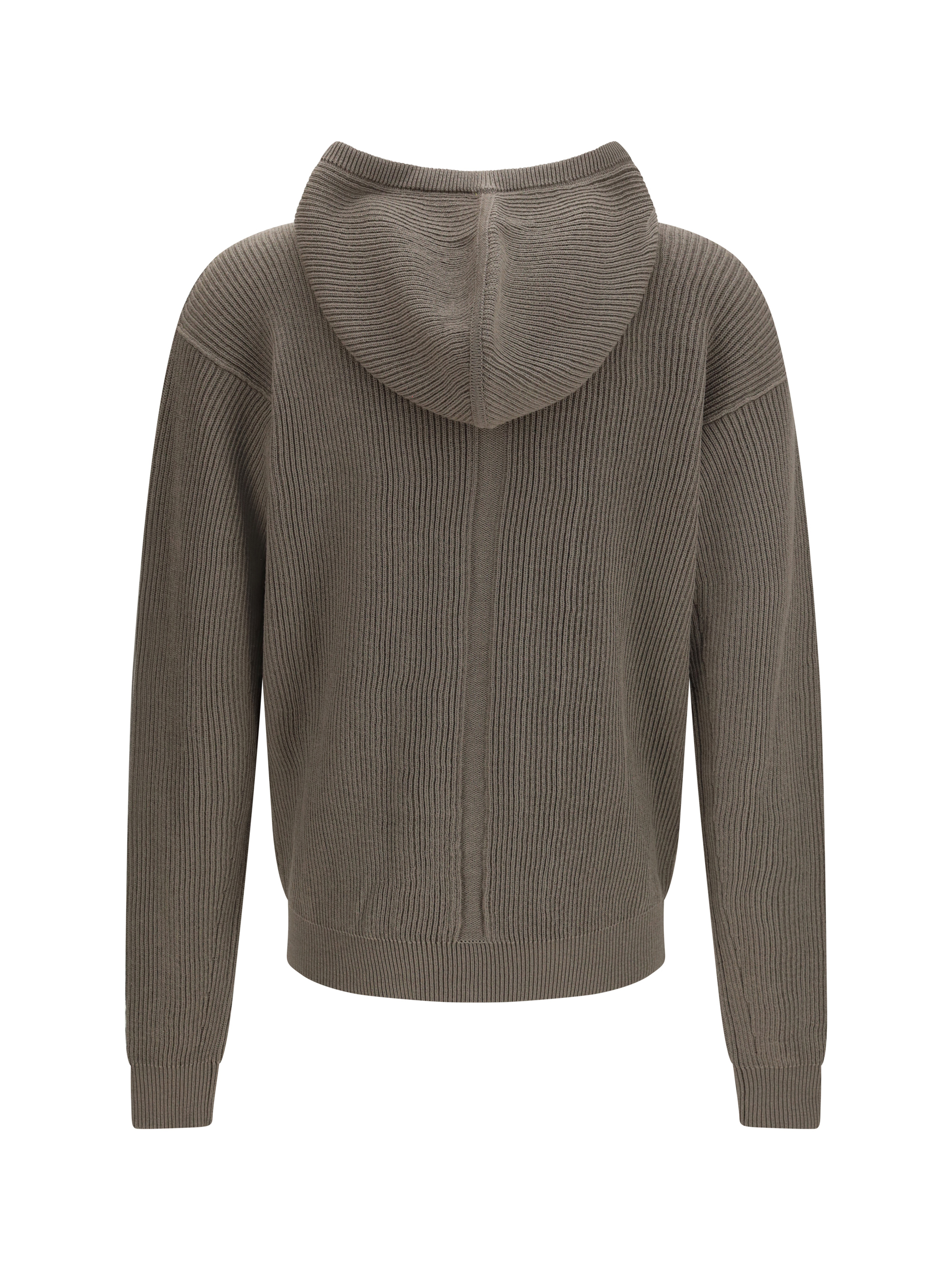 Ribbed virgin wool knit Hoodie