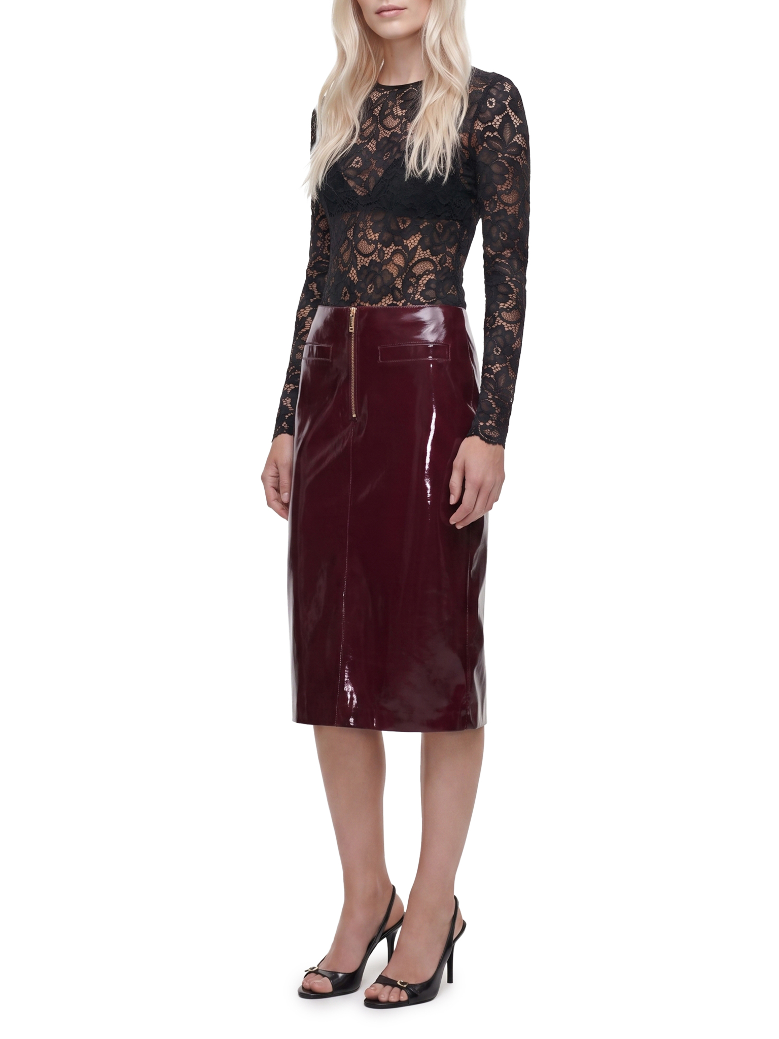 [SELF PORTRAIT] Midi skirt FW26 AW26-080MSK__PU