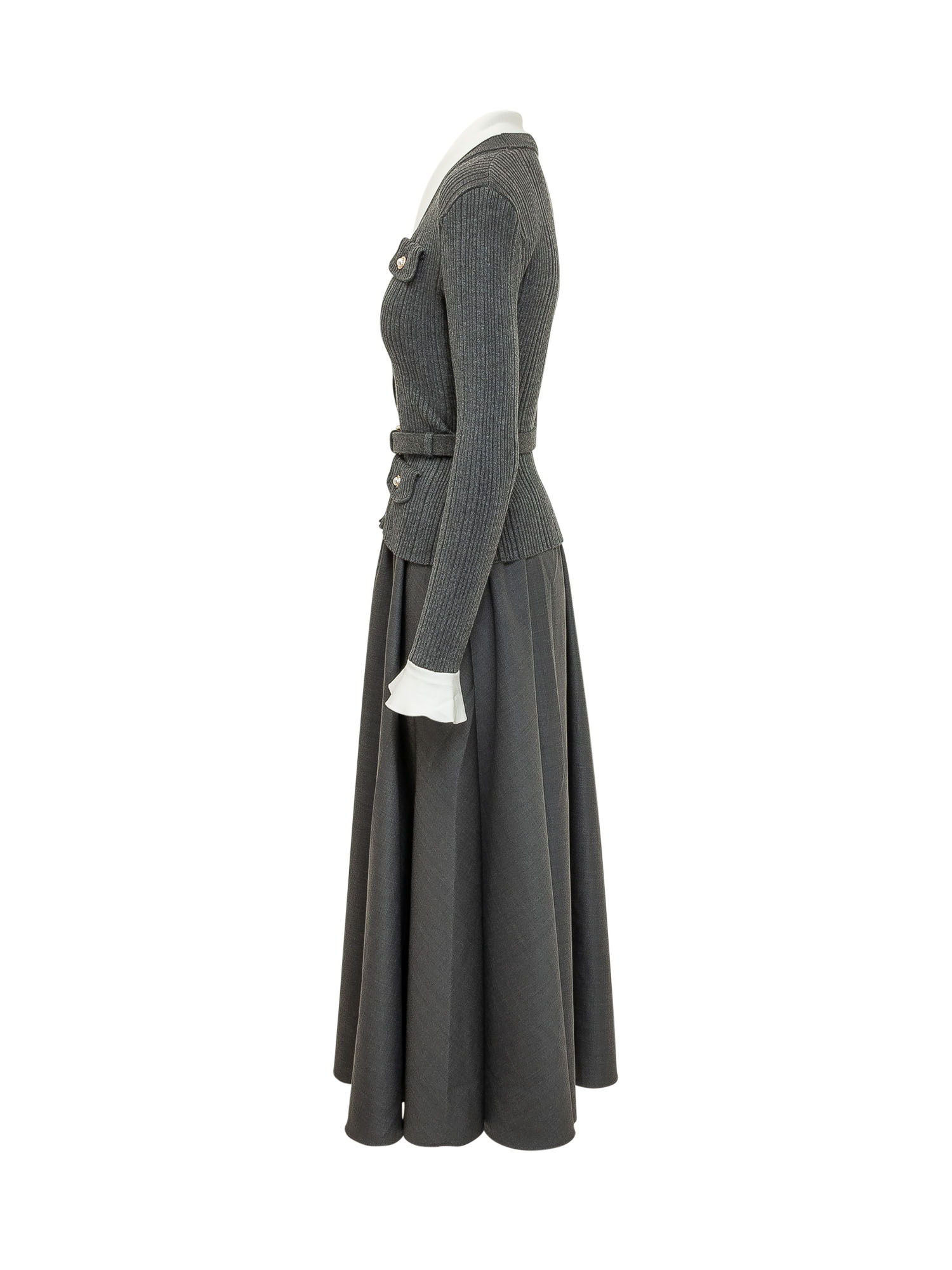 [Self-portrait] Long sleeve dress FW26 PF26131MAGR GREY