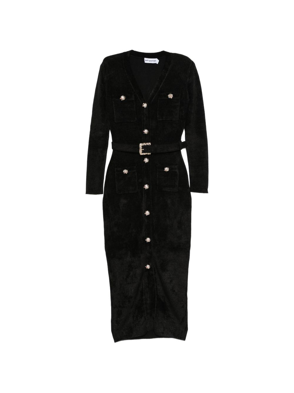 [Self - portrait] Long sleeve dress FW26 AW26-099M-BBLACK