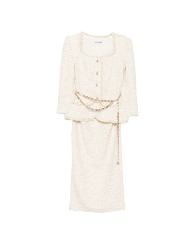 [Self-portrait] Long sleeve dress FW26 AW26-059MA-C  CREAM