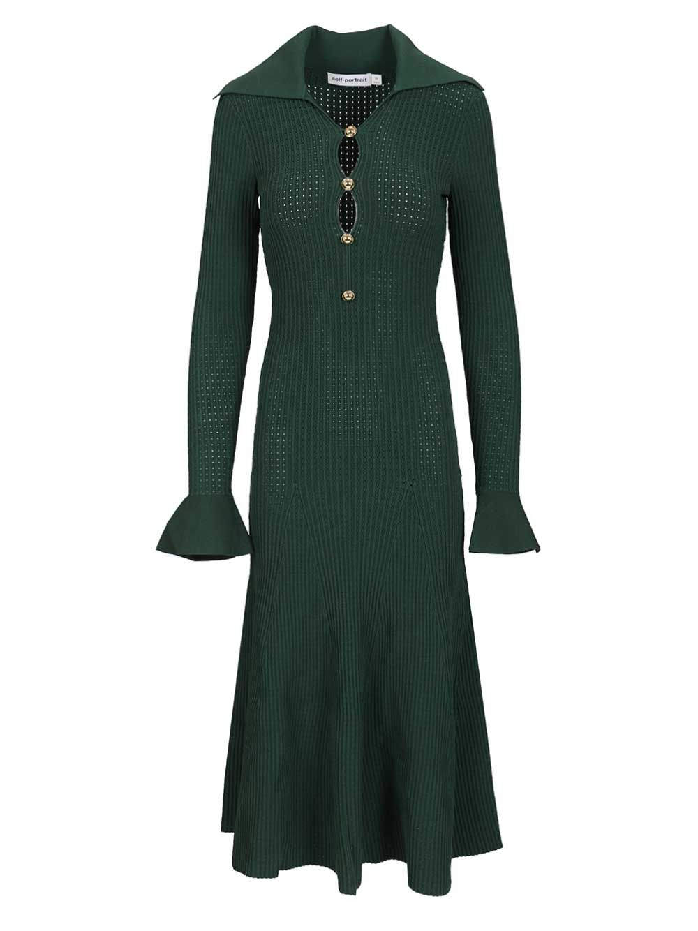 [Self-portrait] Long sleeve dress SS26 RS26-138MA-GGREEN