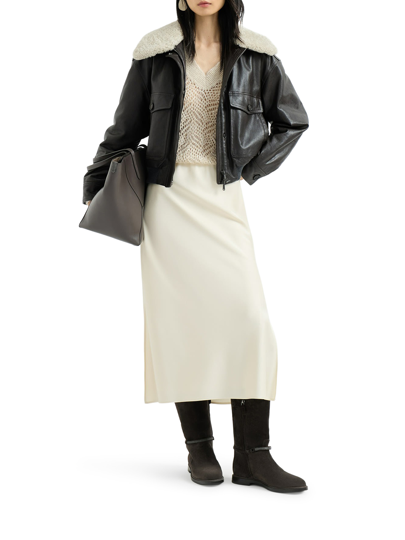 [Brunello Cucinelli] Long skirt FW26 M0H38G3414C9815 AVENA MILK