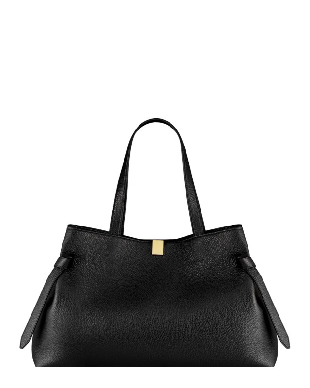 [YUZEFI] Tote bag FW26 GYOZA-TOTE-PEBBLE-GRAIN-LEATHER_BLACK