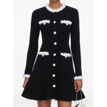 [Self-portrait] Long sleeve dress FW26 AW26-099S-B  BLACK