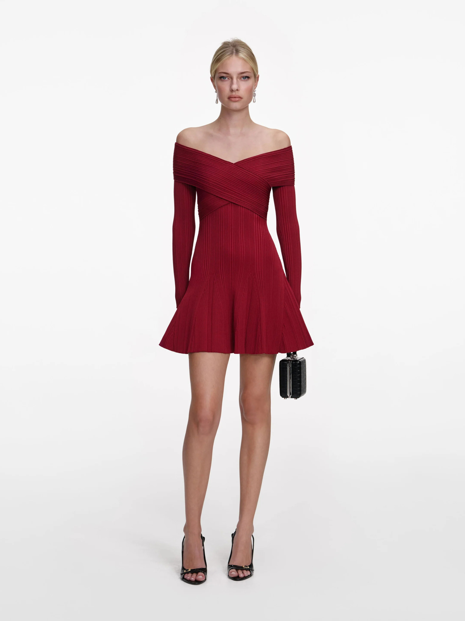 [SELF PORTRAIT] Long sleeve dress SS26 RS26011SABUBURGUNDY