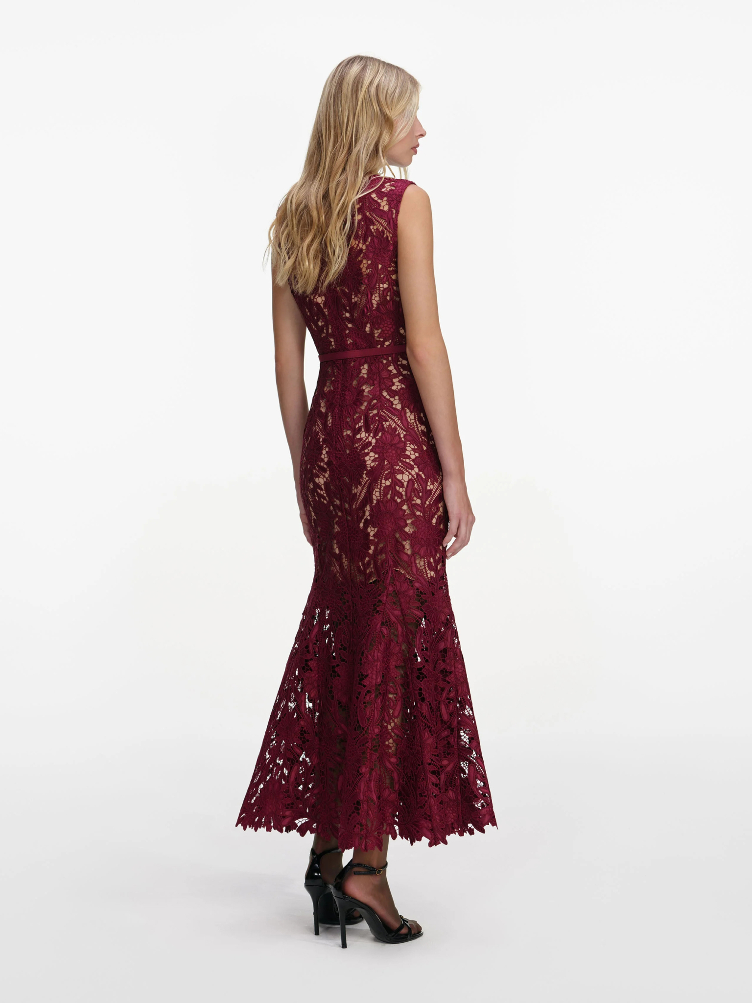 [SELF PORTRAIT] Sleeveless dress SS26 RS26167MABUBURGUNDY