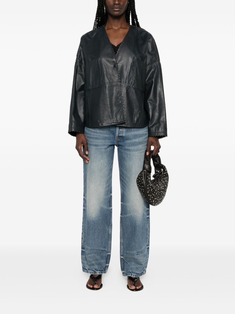 [Forte Forte] Leather Jacket FW26 15011MYJACKETPETROLE