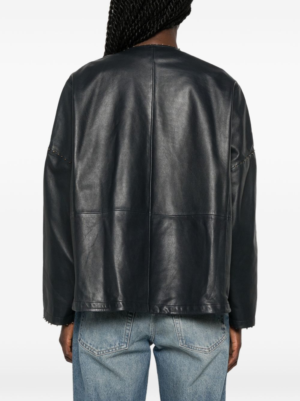 [Forte Forte] Leather Jacket FW26 15011MYJACKETPETROLE