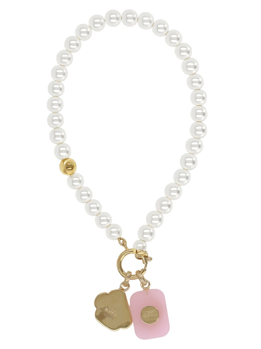 [Casablanca] Necklace SS26 A-SS26-JW-395_01BRASS/PEARL/QUARTZ