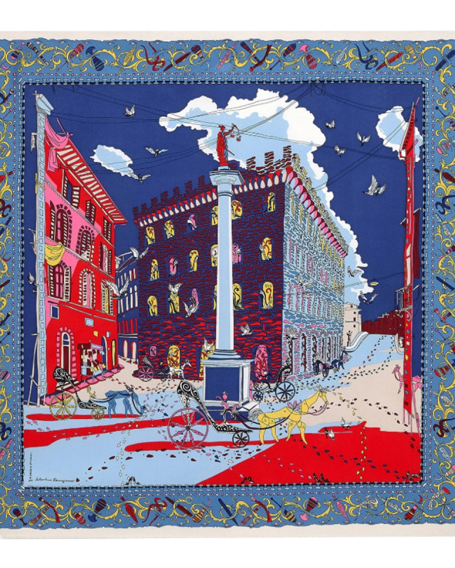 [Salvatore Ferragamo] Scarf FW26 746281311595MARINE/BLUETTE