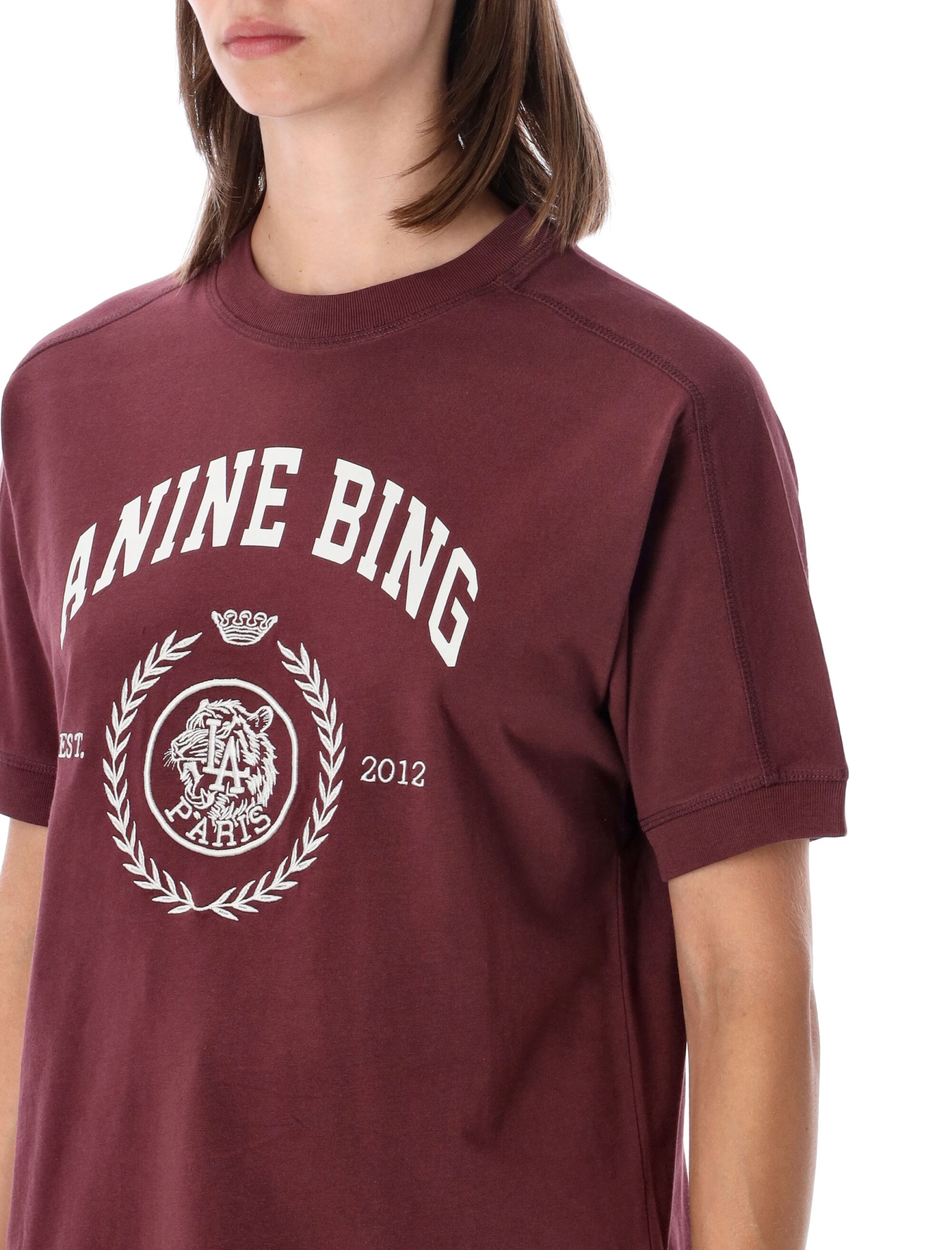 [Anine Bing] T-shirts Short Sleeve FW26 A0812695BGN28BURGUNDY