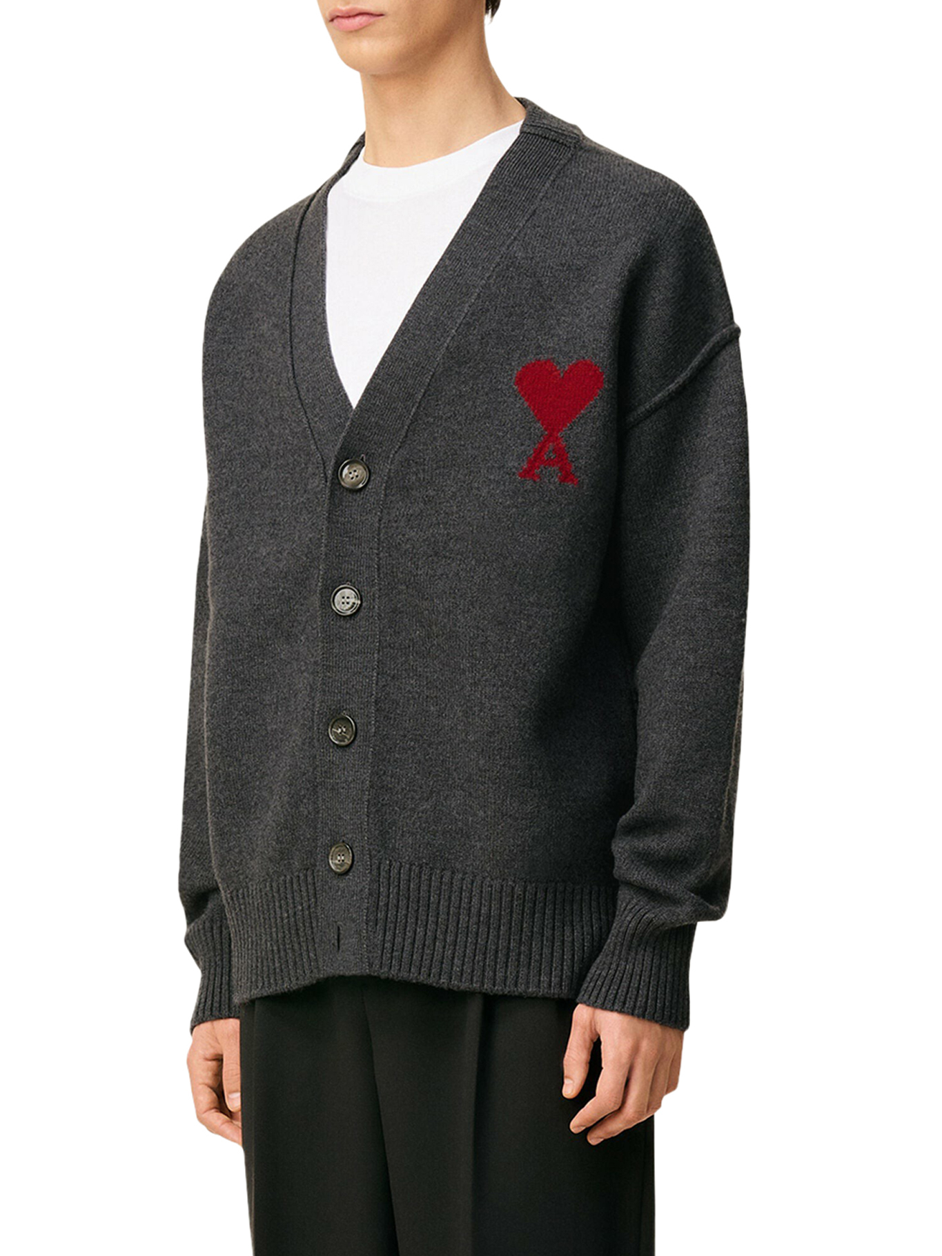 [Ami Paris] Knitwear FW26 UKC367018084 GRIS CHINE ROUGE