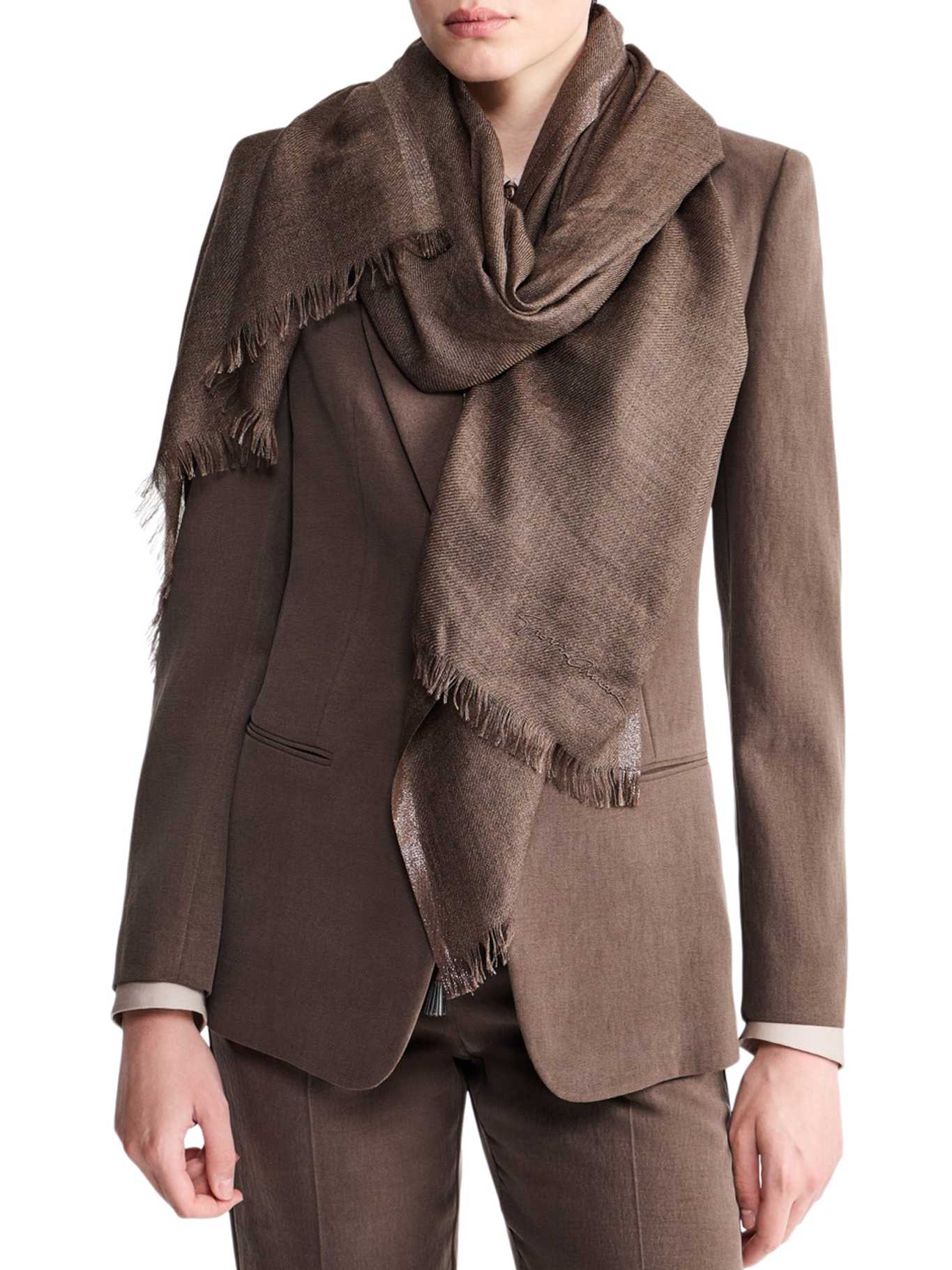 [Giorgio Armani] Scarf FW26 GW004172AF29277U6063 CHOCOLATE BROWN